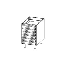 Bloc tiroirs neutres à pâtons en acier inox - CAS 6CP