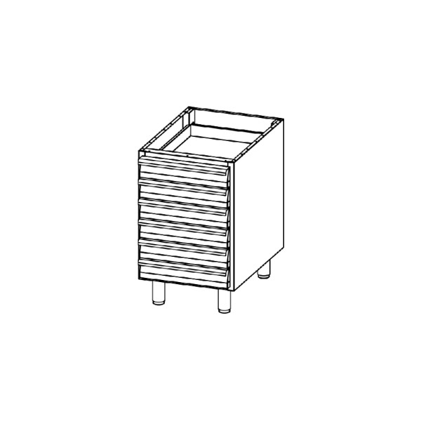 Bloc tiroirs neutres à pâtons en acier inox - CAS 6CP