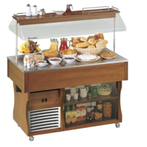 Vitrine buffet & chariot Tecfrigo - ISOLA 4 M NEUTRAL - Dimensions 1422x750x1530 mm