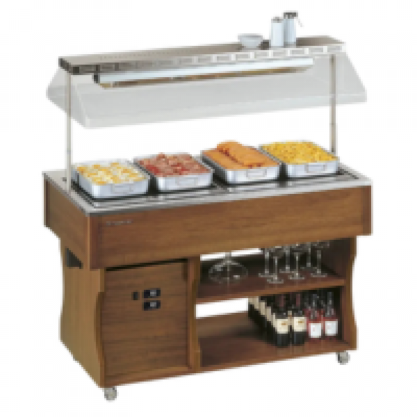 Vitrine buffet & chariot Tecfrigo - ISOLA 6 M HOT - Dimensions 2062x750x1530 mm