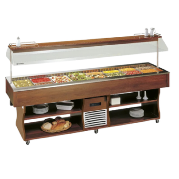 Vitrine buffet & chariot Tecfrigo - ISOLA 8 M VT - Dimensions 2723x750x1530 mm