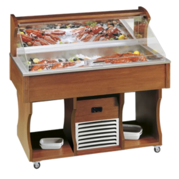 Vitrine buffet & chariot Tecfrigo - ISOLA FISHING 6 - Dimensions 2062x750x1285 mm