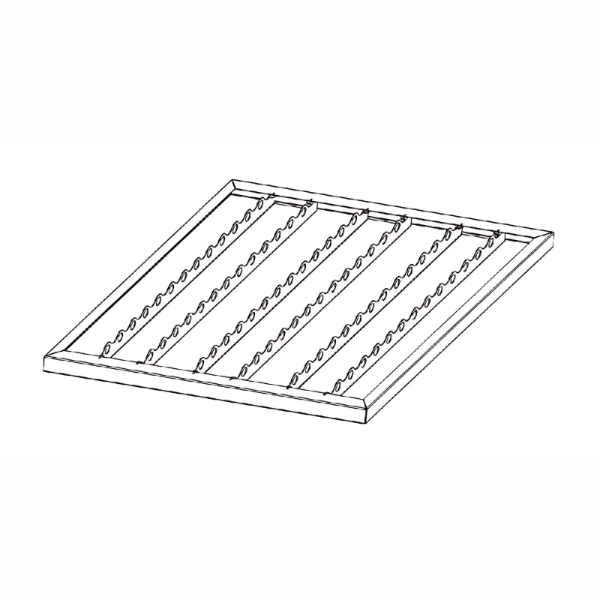 Étagère perforée avec système d'accrochage intégré en acier inox- RF GA 70x70 X - Dimensions 700x700 mm