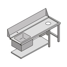 Table avec évier et trou entrée droite - TVS180DX