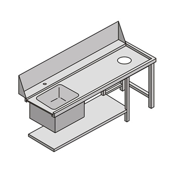 Table avec évier et trou entrée droite - TVS180DX