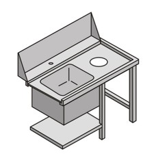 Table avec évier et trou entrée droite - TVSDX